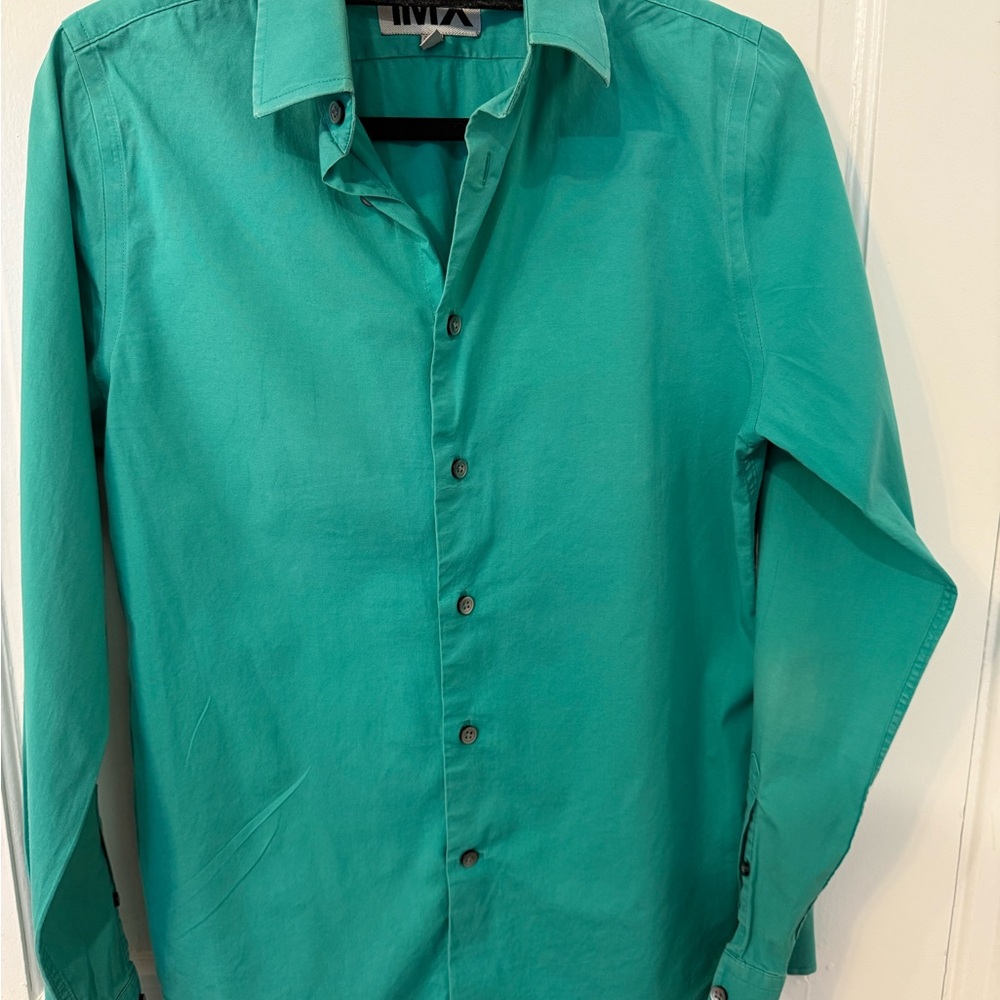 Express Teal Casual Button Down Shirt (XS)